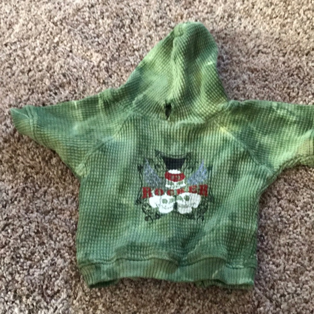 Xs tye die doggie hoodie w rocker and skulls